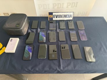 Investigación por celular robado en Valparaíso termina con 19 equipos recuperados y dos detenidos en Santa Cruz