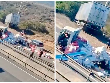 Colisión entre camiones generó congestión en la ruta 5 Norte en la comuna de La Ligua