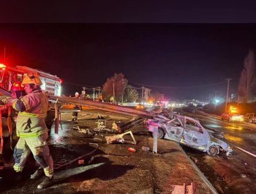 Mortal accidente en Ruta 5 Norte a la altura de Sopraval: Auto incendiado, un muerto y heridos graves