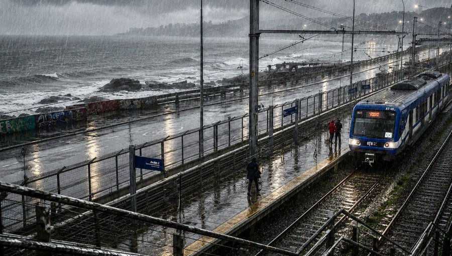 Árbol sobre la vía y corte de energía mantienen sin operación al Tren Limache-Puerto