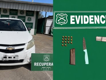Persecución en Reñaca Alto deja tres detenidos por violento robo de auto en Limache: incautaron un arma de fuego y municiones