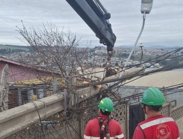Poste del alumbrado público cayó sobre una vivienda en San Antonio tras choque de motociclista