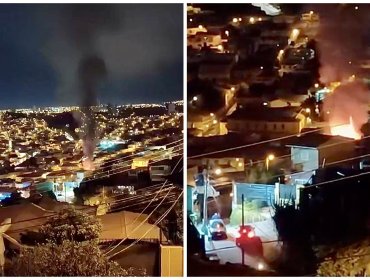 Incendio destruyó una vivienda durante la madrugada en el cerro El Litre de Valparaíso