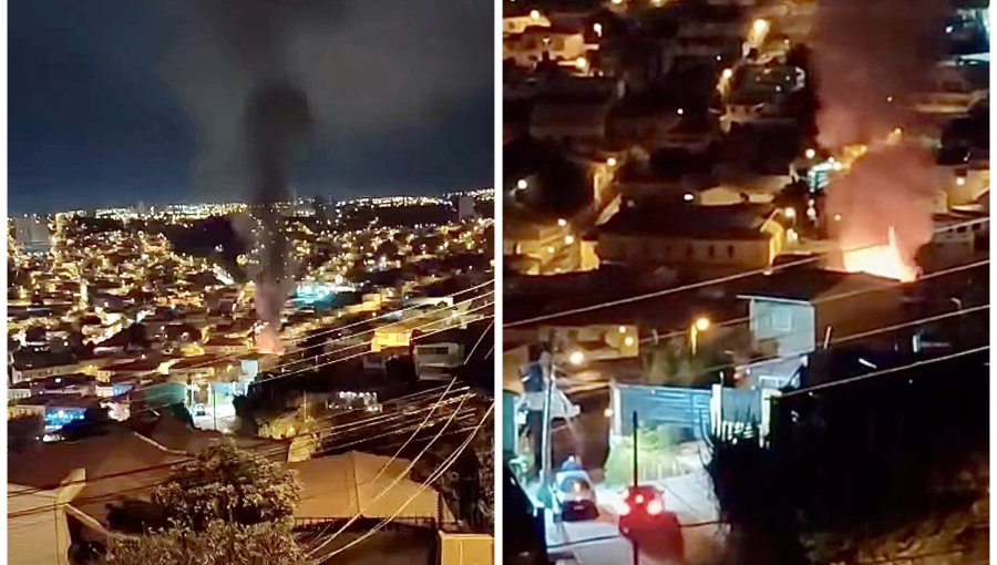 Incendio destruyó una vivienda durante la madrugada en el cerro El Litre de Valparaíso