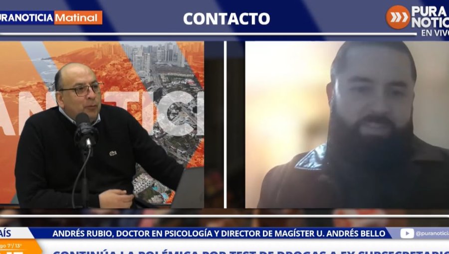 Doctor en Psicología y test de drogas a exsubsecretario: "Su alcance tiene relación con el metabolito asociado a la sustancia, lo cual no garantiza el consumo de la sustancia"