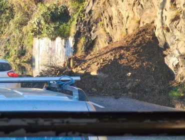 Nuevo deslizamiento de piedras obliga a cerrar una pista de Av. España en Viña del Mar
