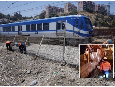Instalan barreras para proteger las vías y evitar interrupciones del Tren Limache - Puerto ante nuevas marejadas en Valparaíso