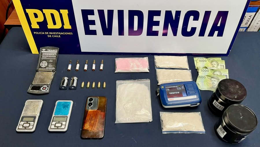 Desarticulan dos focos de venta de droga en San Antonio: operativo de la PDI permite incautar ketamina, fentanilo y municiones