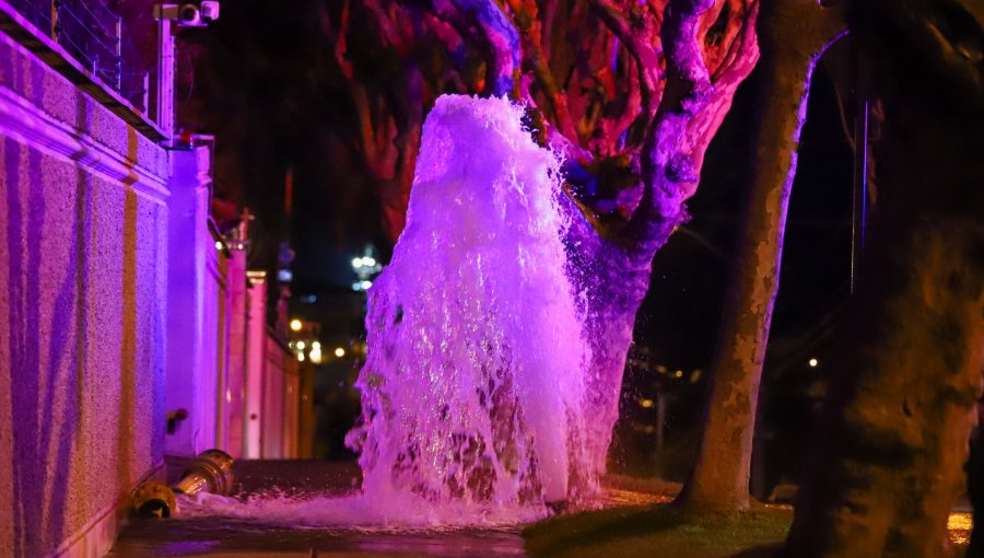 Vehículo chocó y derribó un grifo en el sector de Recreo en Viña del Mar: se desperdició gran cantidad de agua