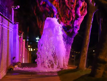 Vehículo chocó y derribó un grifo en el sector de Recreo en Viña del Mar: se desperdició gran cantidad de agua
