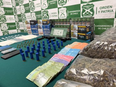 Golpe al microtráfico en San Antonio: detienen a mujer e incautan armas y más de cuatro kilos de droga