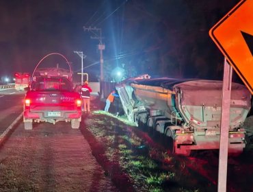 Colisión por alcance entre dos camiones deja dos lesionados en ruta 5 Norte de Nogales