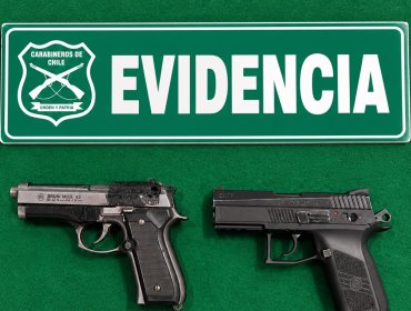 Operativo nocturno en Viña del Mar: Carabineros detiene a tres jóvenes tras persecución e incauta armas modificadas