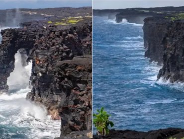 Colapsa en Hawái el emblemático arco marino Hōlei, estructura de roca volcánica que se formó hace unos 550 años