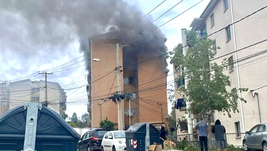 Incendio estructural afectó a departamento del cuarto piso de un edificio en Viña del Mar