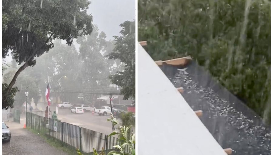Fuerte granizada sorprendió a los vecinos de Olmué en medio del intenso temporal