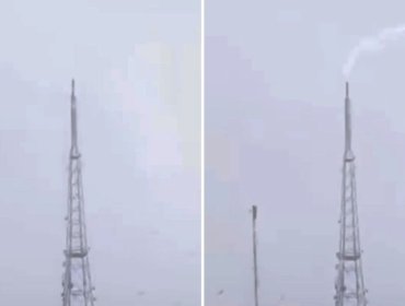 Impactante registro muestra potente descarga eléctrica en antena de Viña del Mar