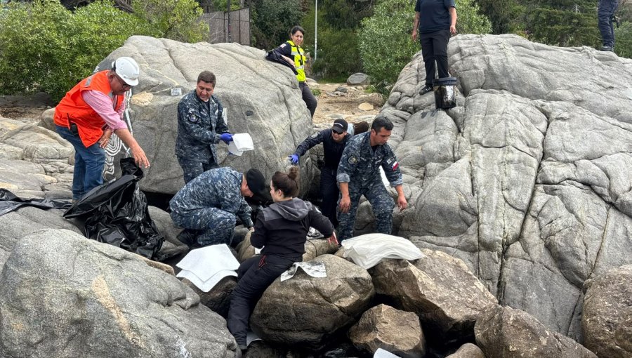 Denuncia ciudadana activa operativo por derrame de aceite en roqueríos de Papudo