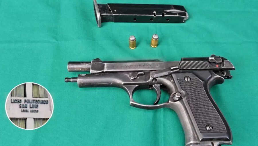 Adolescente de 16 años fue detenido con pistola modificada para disparar al interior de una un liceo en San Miguel